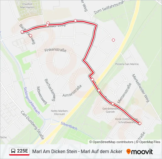 225E Bus Line Map