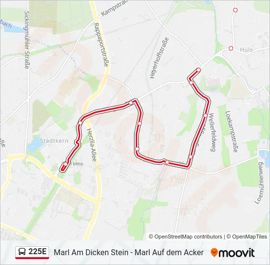 225E Bus Line Map