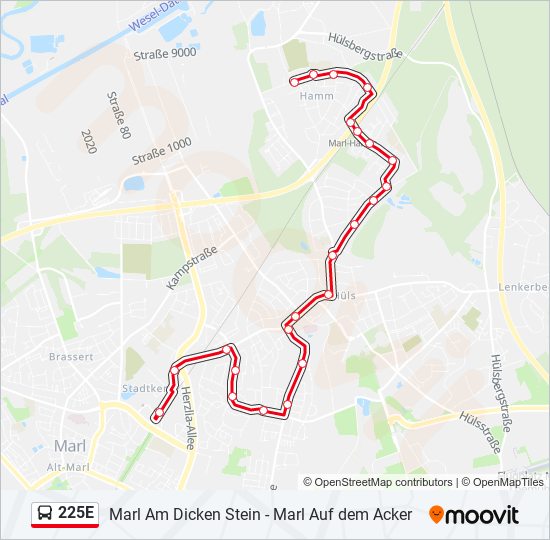 225E bus Line Map