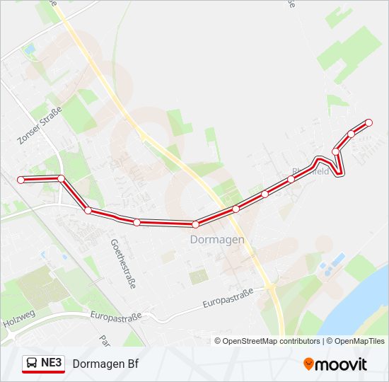 NE3 Bus Line Map