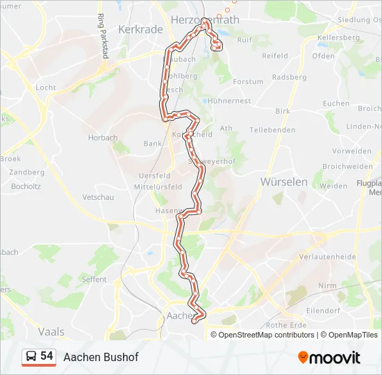54 Bus Line Map