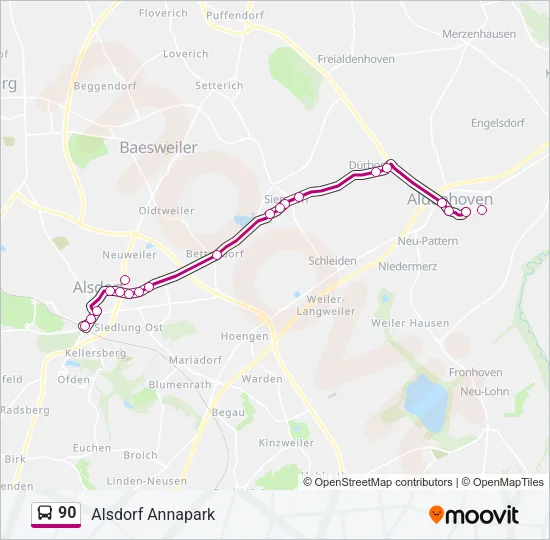 90 Bus Line Map