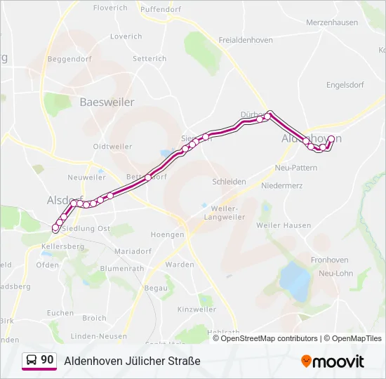 90 Bus Line Map
