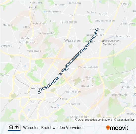 N9 Bus Line Map