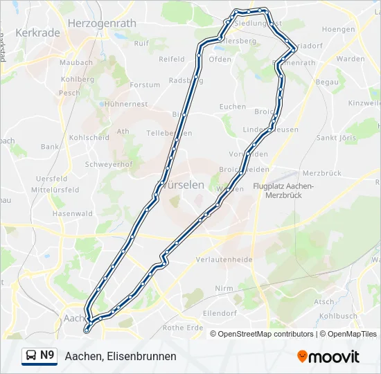 N9 Bus Line Map