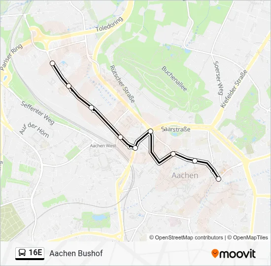 16E Bus Line Map