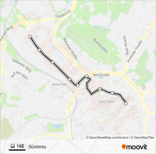 16E Bus Line Map