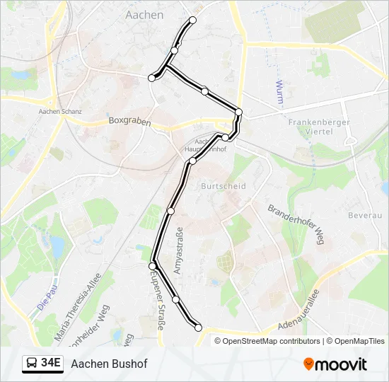 34E Bus Line Map