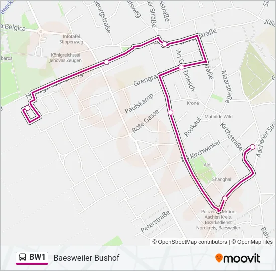 BW1 Bus Line Map