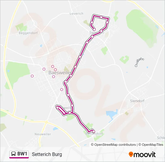 Автобус BW1: карта маршрута