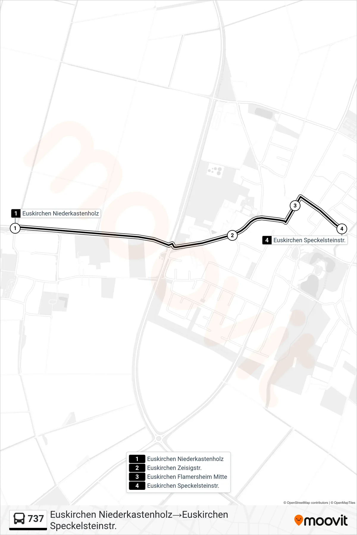 Linie 737 (Bus) Richtung Euskirchen Niederkastenholz→Euskirchen Speckelsteinstr.: Route und Haltestellen auf der Karte