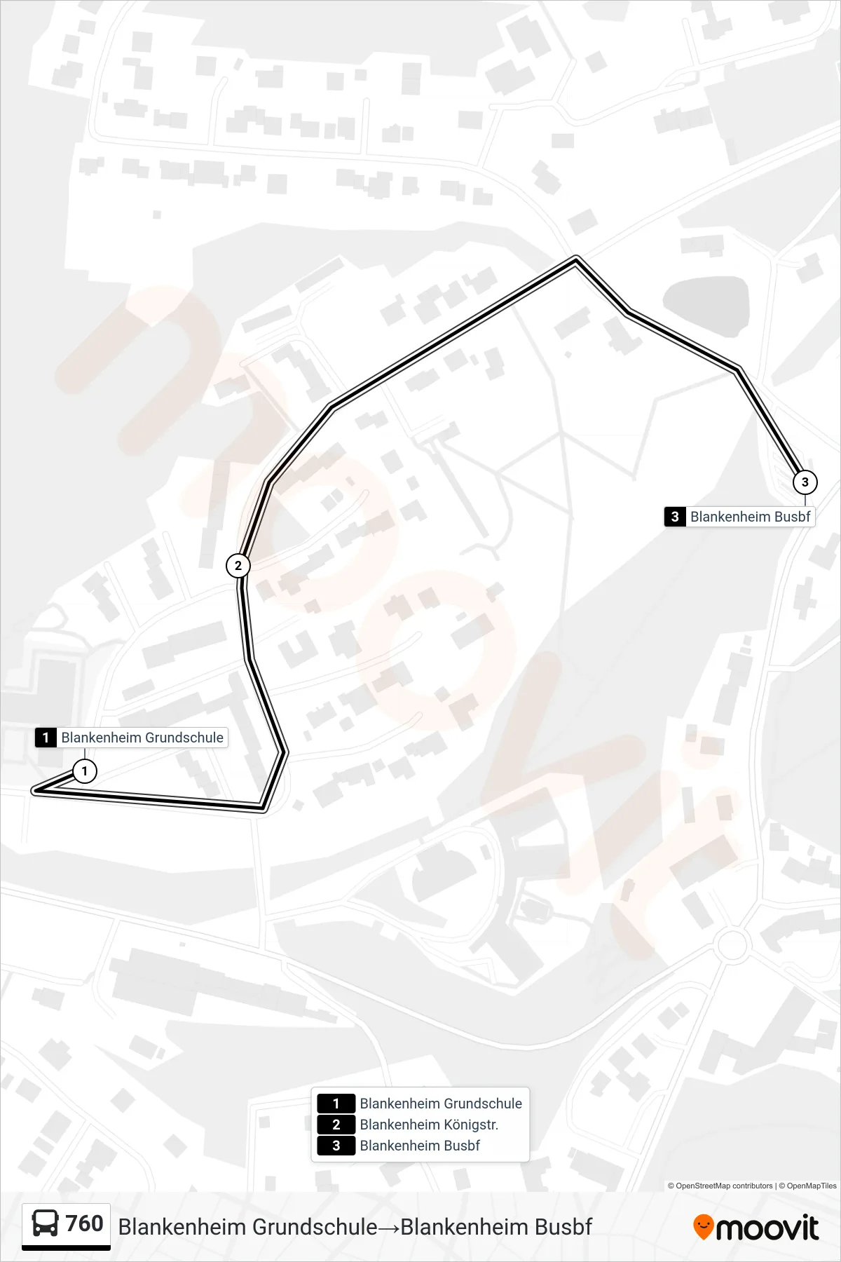 760 bus Line (Blankenheim Grundschule→Blankenheim Busbf) route and stops on a map