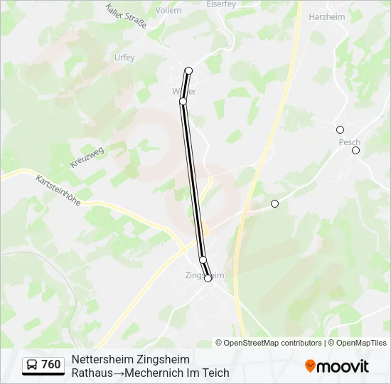 760 Bus Line Map