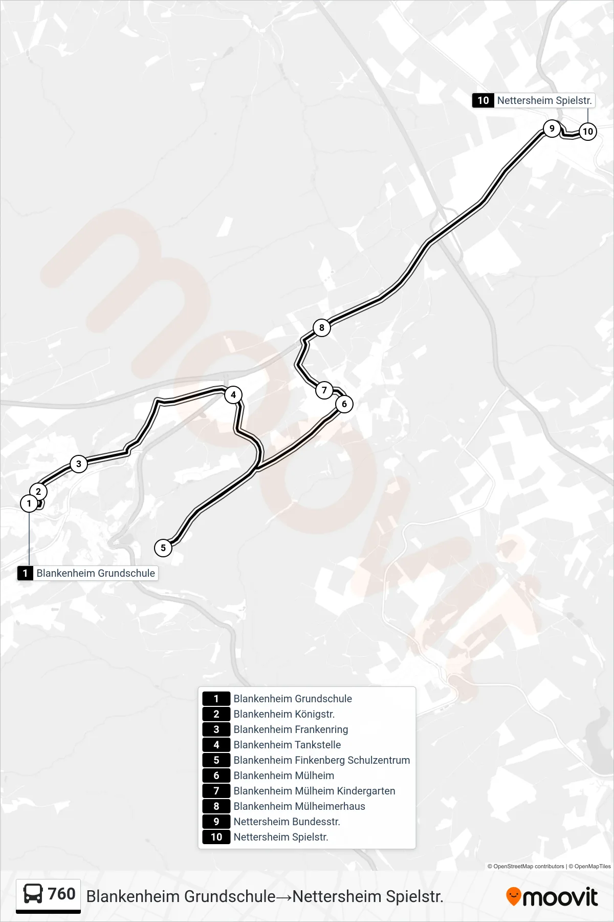 Linie 760 (Bus) Richtung Blankenheim Grundschule‎→Nettersheim Spielstr.: Route und Haltestellen auf der Karte