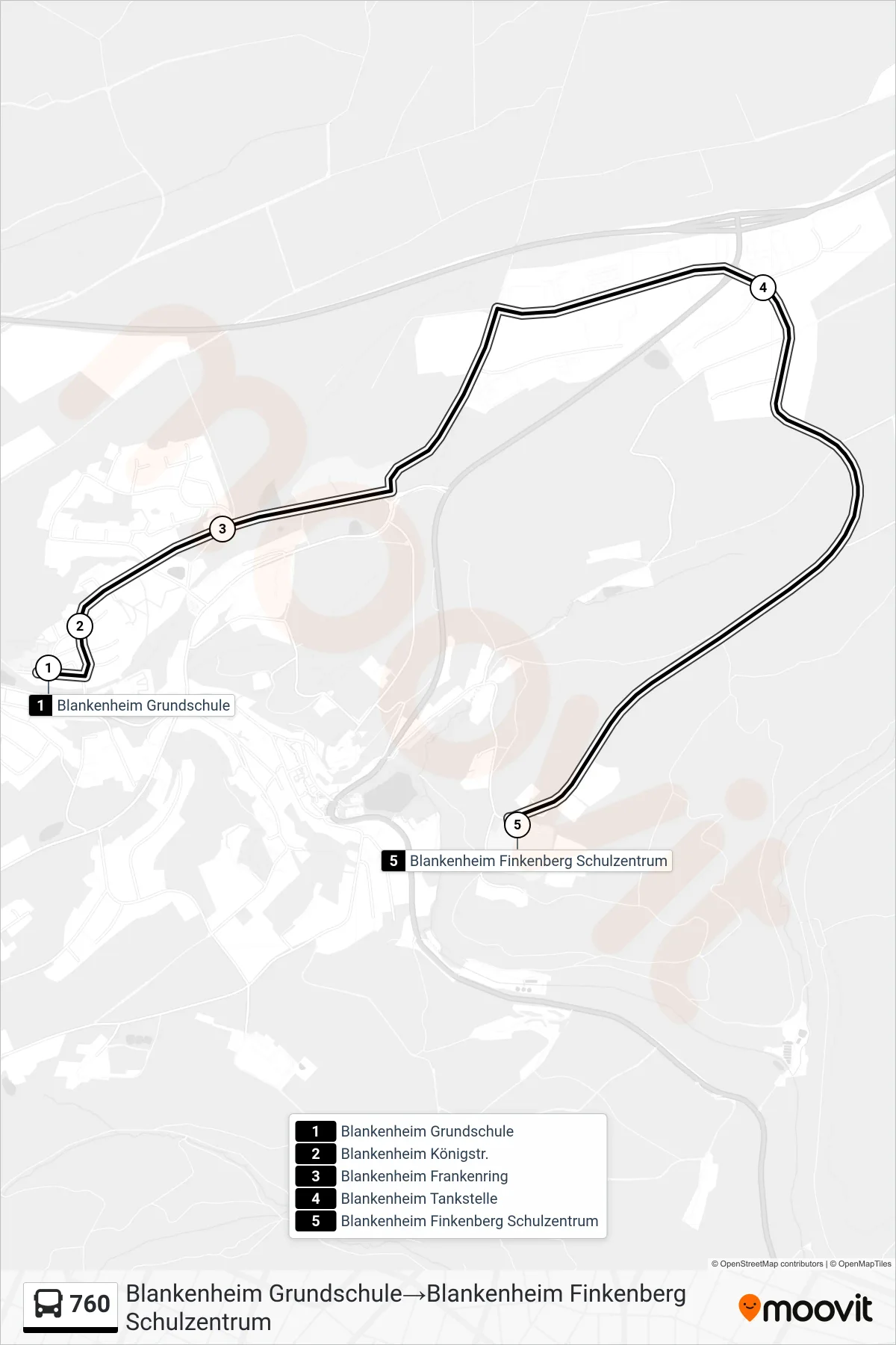 Linie 760 (Bus) Richtung Blankenheim Grundschule→Blankenheim Finkenberg Schulzentrum: Route und Haltestellen auf der Karte