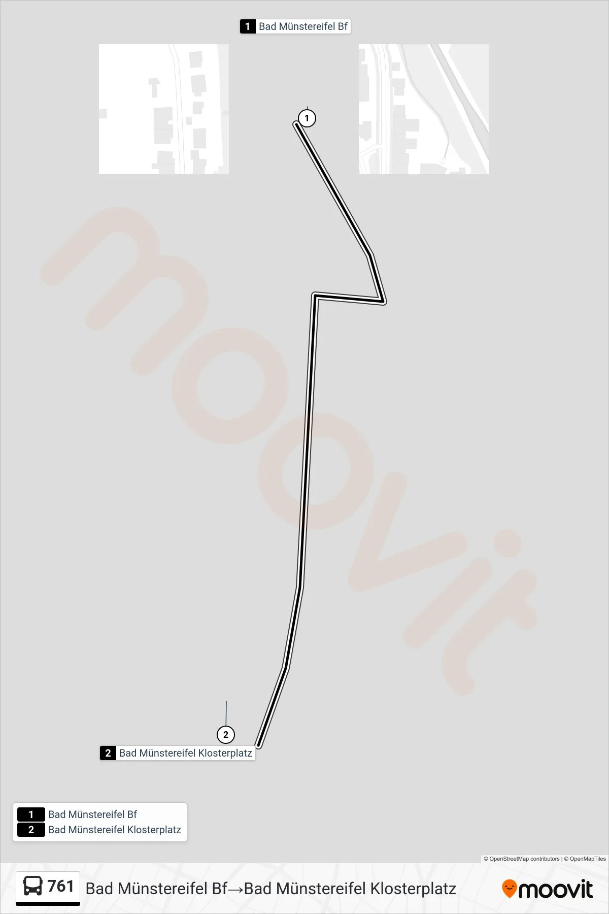761 bus Line (Bad Münstereifel Bf‎→Bad Münstereifel Klosterplatz) route and stops on a map