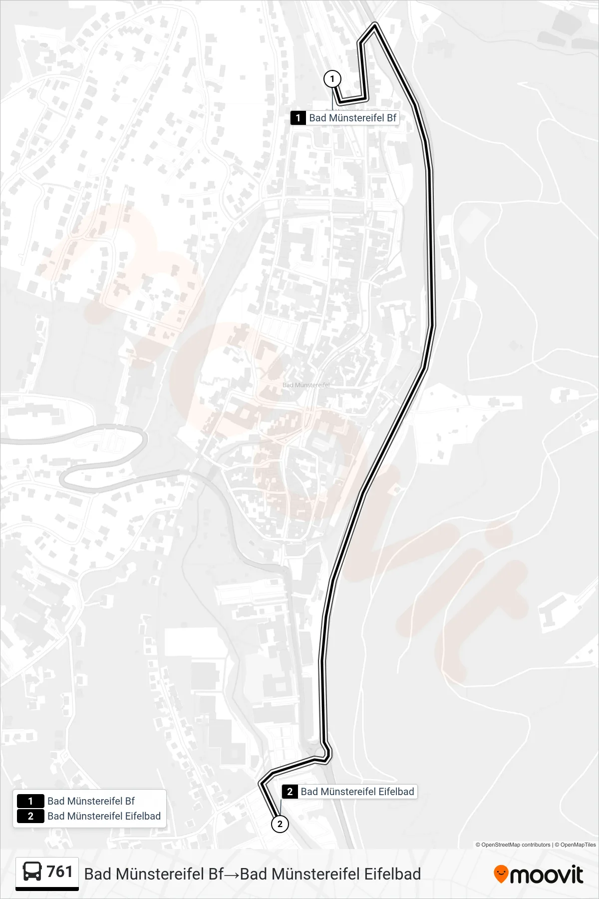 761 bus Line (Bad Münstereifel Bf‎→Bad Münstereifel Eifelbad) route and stops on a map