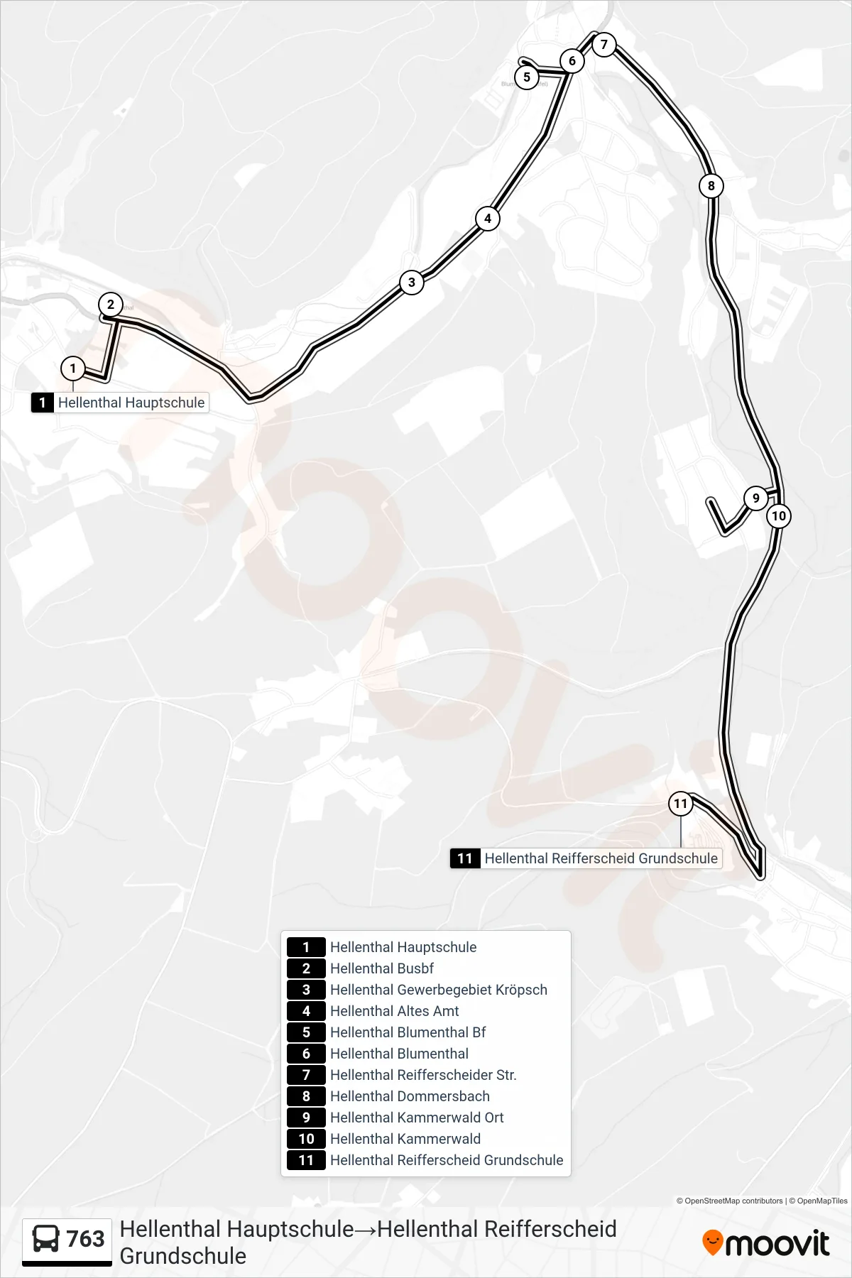 Linie 763 (Bus) Richtung Hellenthal Hauptschule‎→Hellenthal Reifferscheid Grundschule: Route und Haltestellen auf der Karte