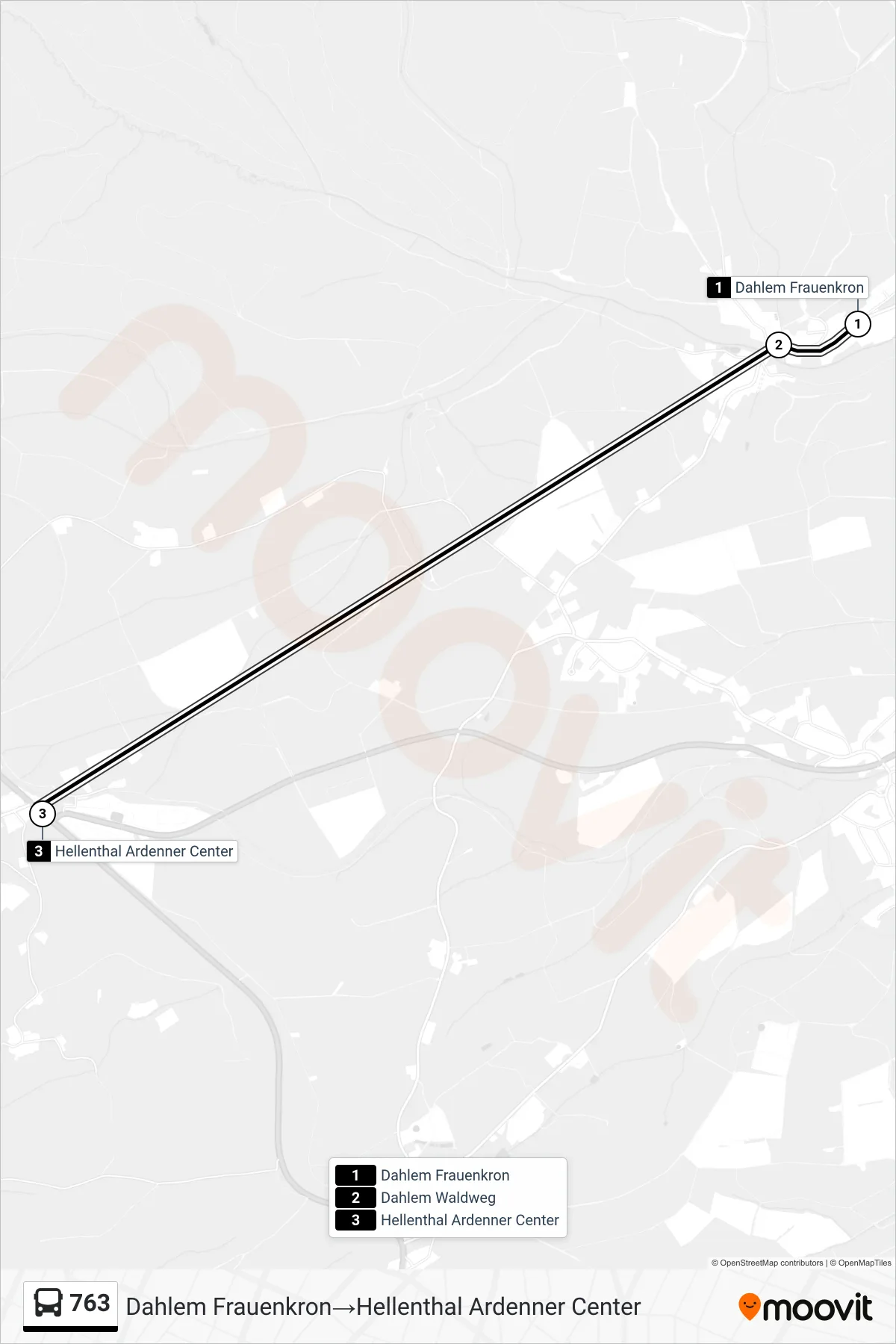 Linie 763 (Bus) Richtung Dahlem Frauenkron‎→Hellenthal Ardenner Center: Route und Haltestellen auf der Karte