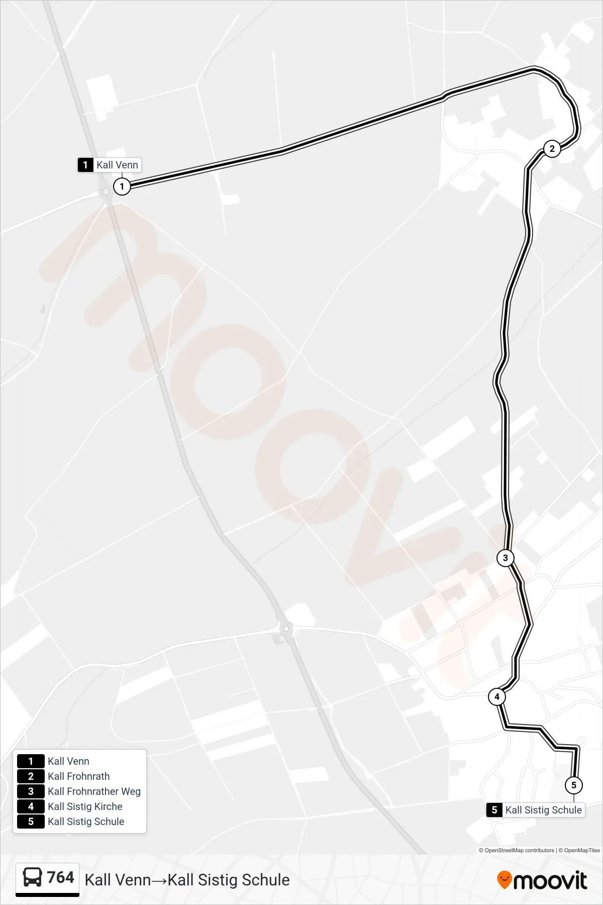 Linie 764 (Bus) Richtung Kall Venn→Kall Sistig Schule: Route und Haltestellen auf der Karte