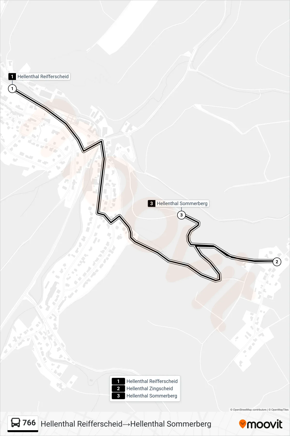 766 bus Line (Hellenthal Reifferscheid→Hellenthal Sommerberg) route and stops on a map