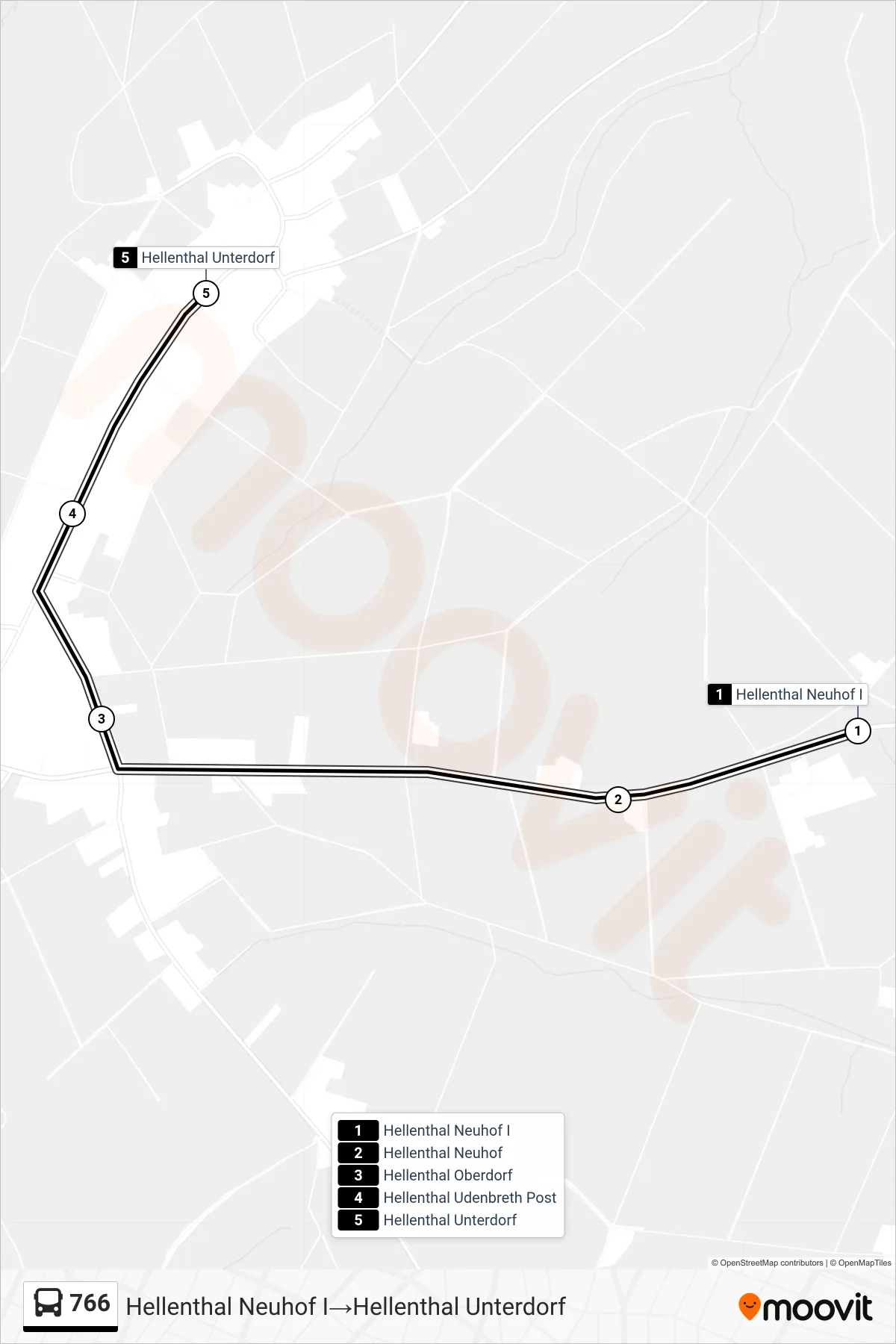 766 bus Line (Hellenthal Neuhof I→Hellenthal Unterdorf) route and stops on a map