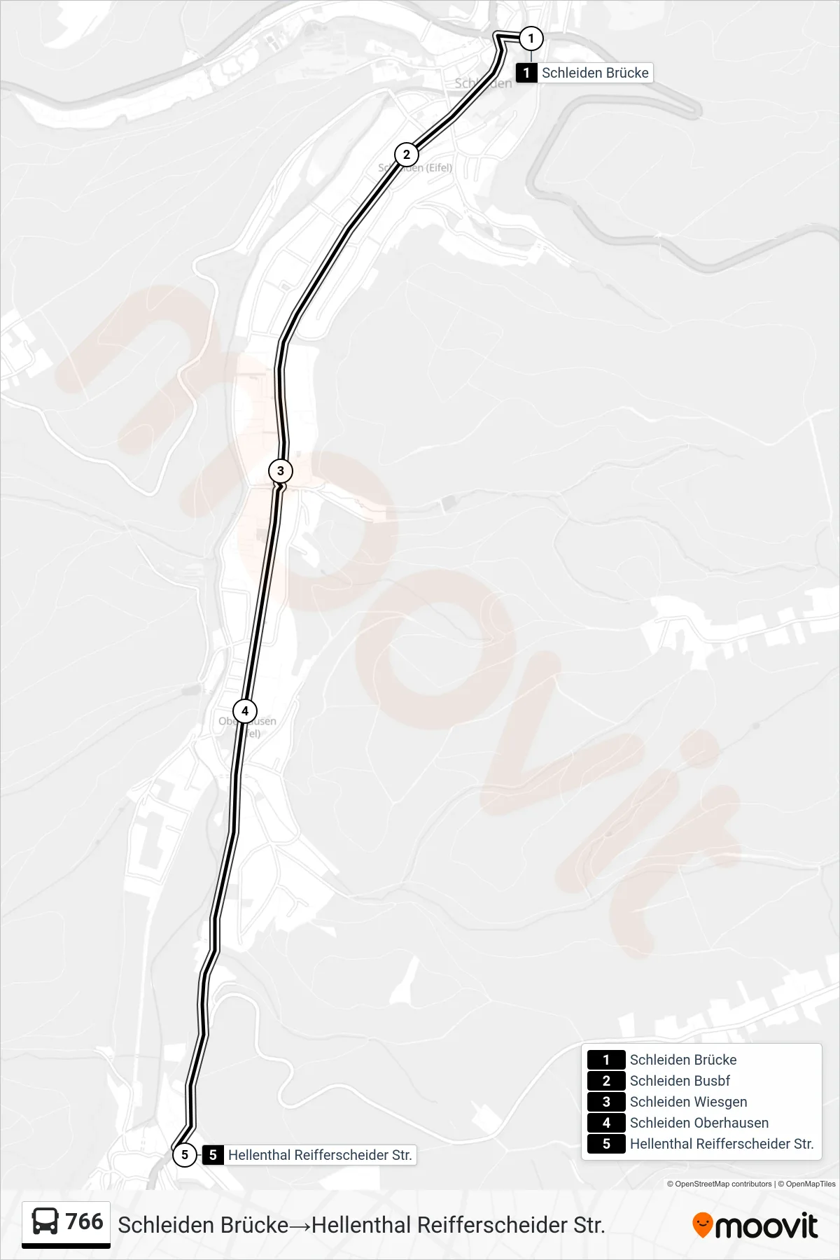 Linie 766 (Bus) Richtung Schleiden Brücke‎→Hellenthal Reifferscheider Str.: Route und Haltestellen auf der Karte