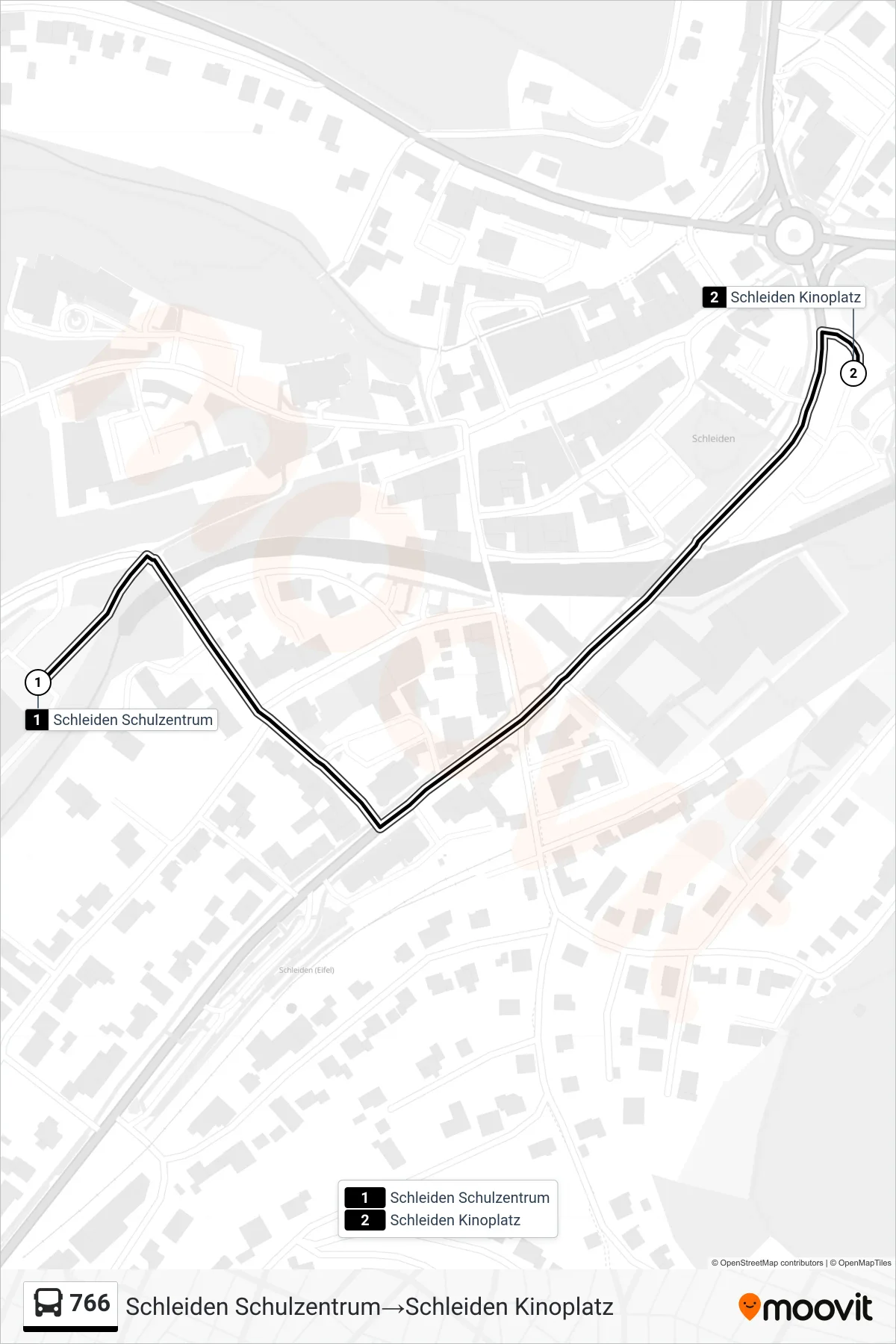 Linie 766 (Bus) Richtung Schleiden Schulzentrum‎→Schleiden Kinoplatz: Route und Haltestellen auf der Karte