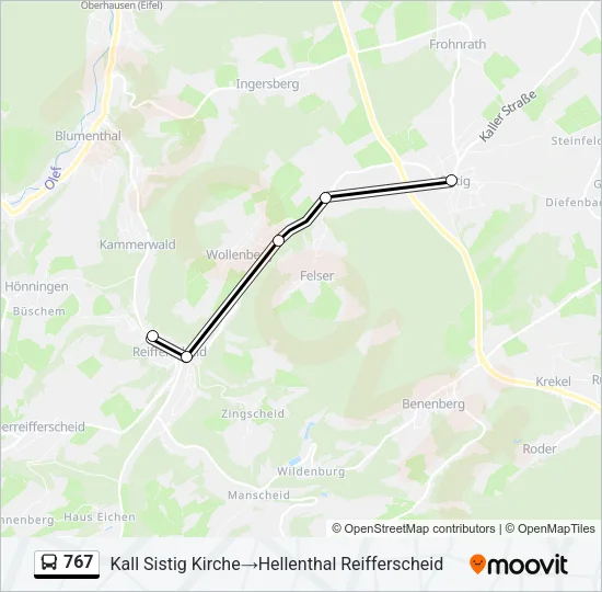 767 Bus Line Map