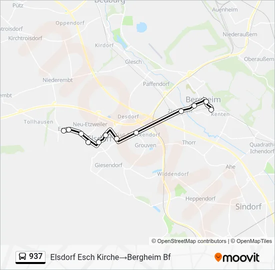 937 Bus Line Map