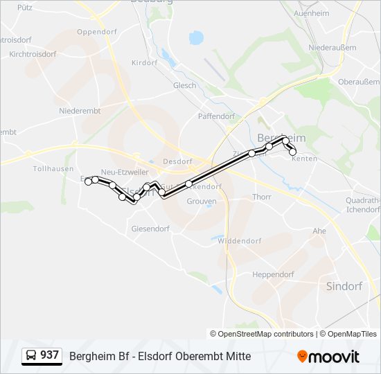 937 bus Line Map