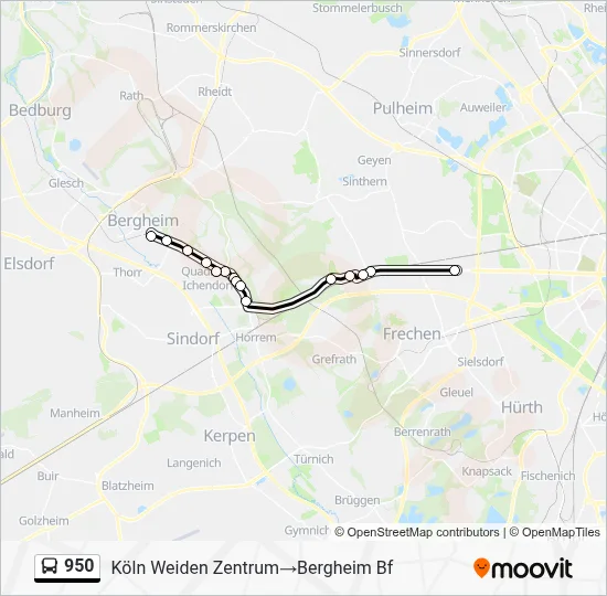 Buslinie 950 Karte