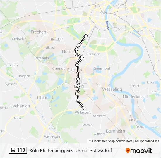 Buslinie 118 Karte