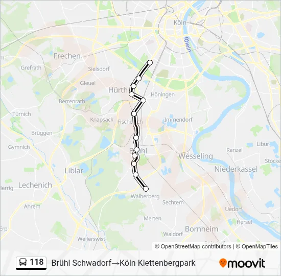 Buslinie 118 Karte