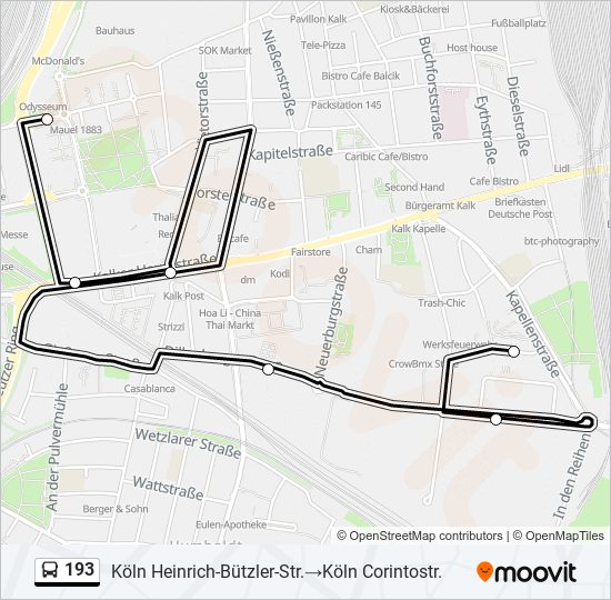 Buslinie 193 Karte