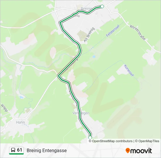 Автобус 61: карта маршрута