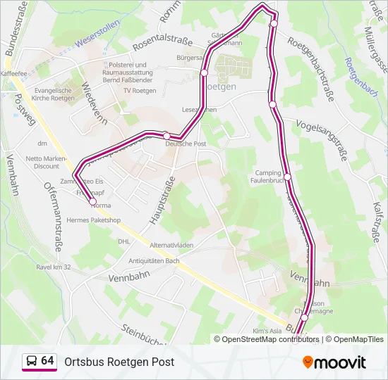 64 Bus Line Map
