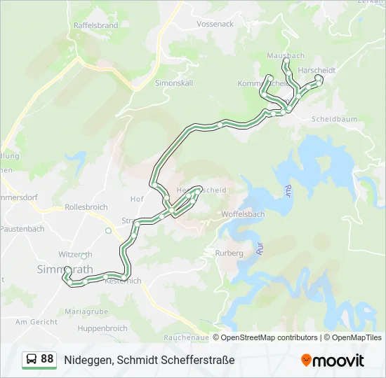 Buslinie 88 Karte