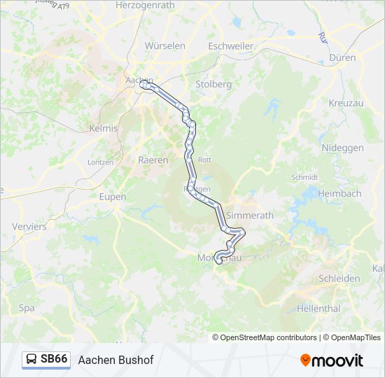 Автобус SB66: карта маршрута