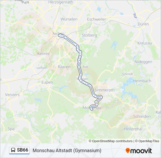 Автобус SB66: карта маршрута