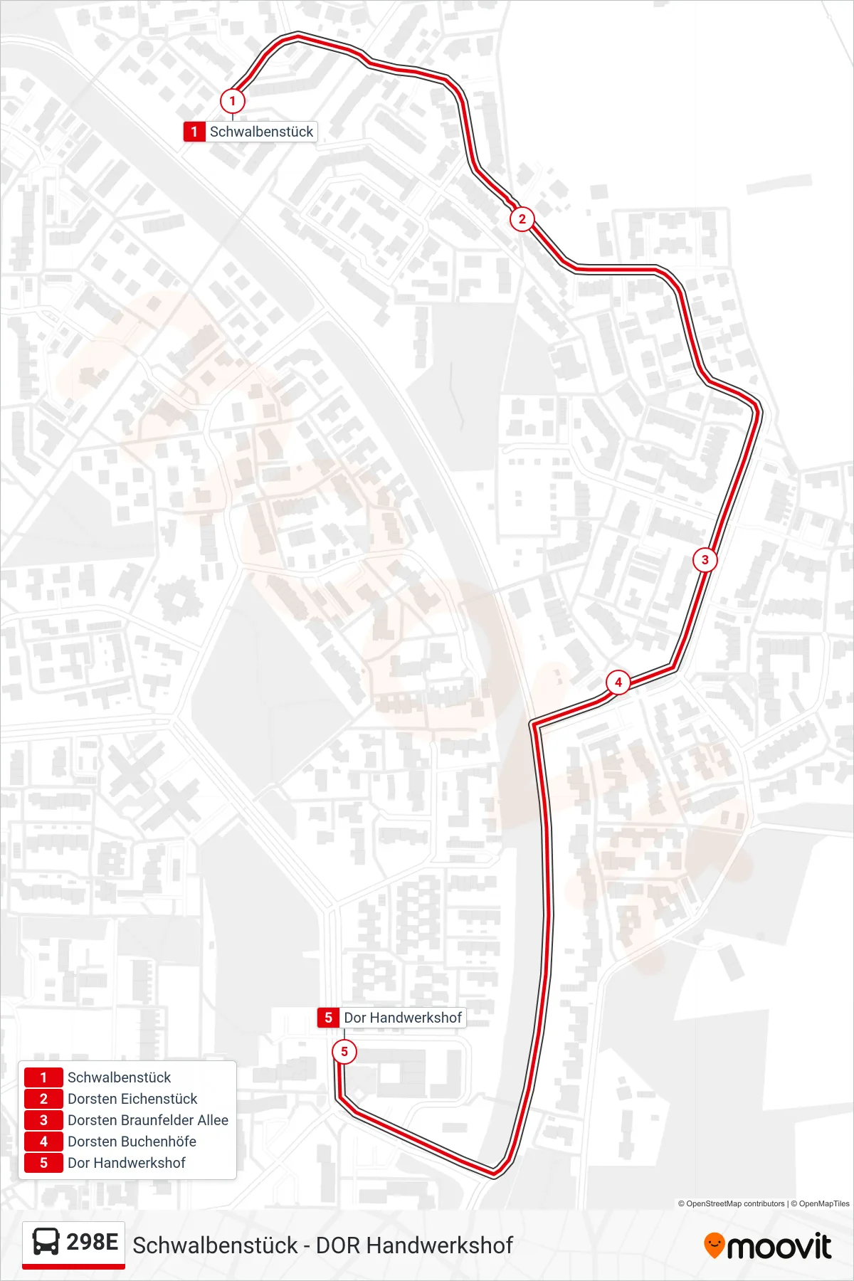 Linie 298E (Bus) Richtung Dor Handwerkshof: Route und Haltestellen auf der Karte