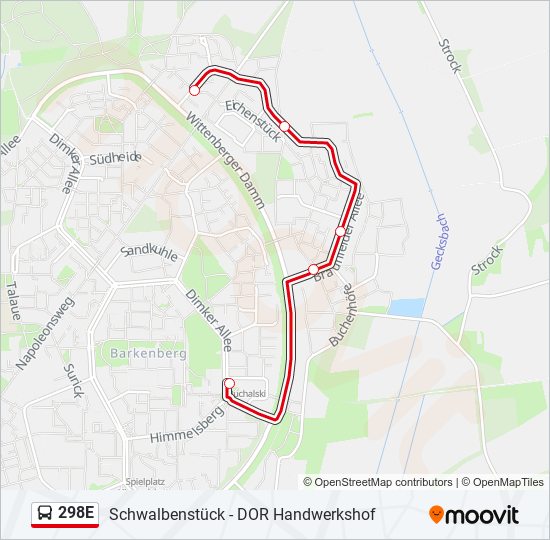 298E bus Line Map