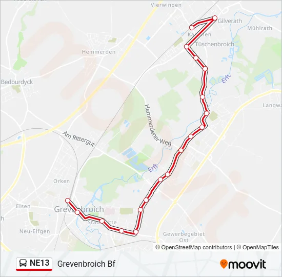 NE13 Bus Line Map