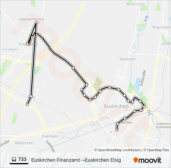 733 Bus Line Map
