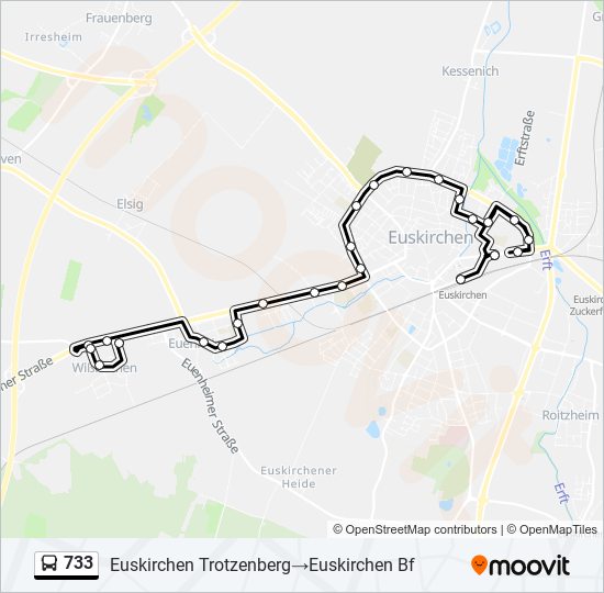 Buslinie 733 Karte