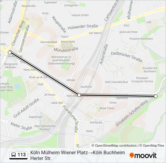 113 Bus Line Map