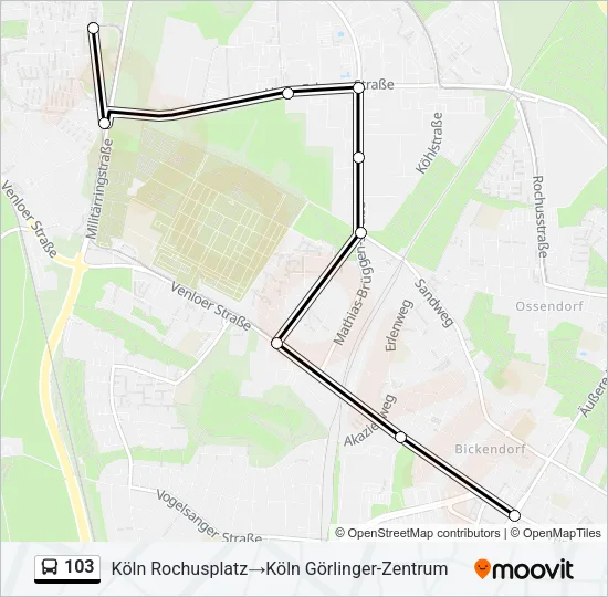 103 Bus Line Map