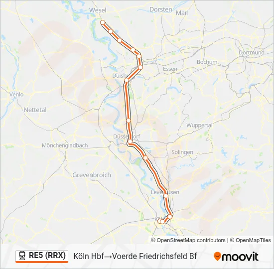 RE5 (RRX) Train Line Map