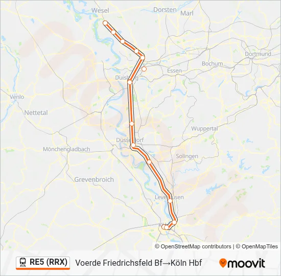 Bahnlinie RE5 (RRX) Karte
