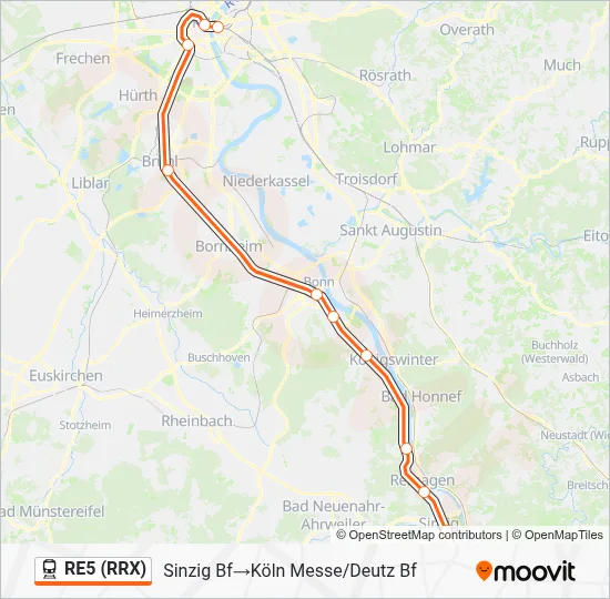 RE5 (RRX) Train Line Map